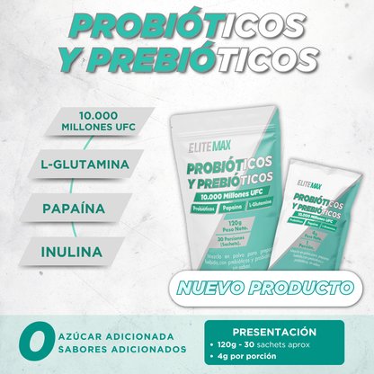 PROBIÓTICOS Y PREBIÓTICOS 120g - 30 sachets